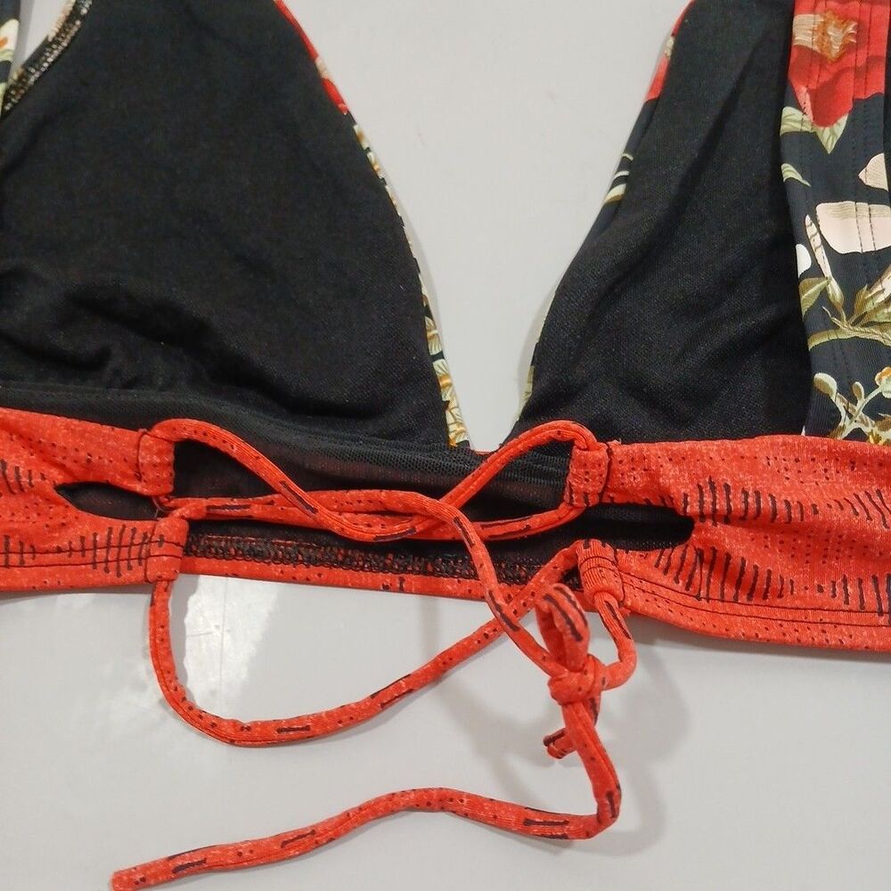 Skye Black Celeste Women Large LB Bikini Top New Tropical Vacation Black Red - Picture 4 of 6
